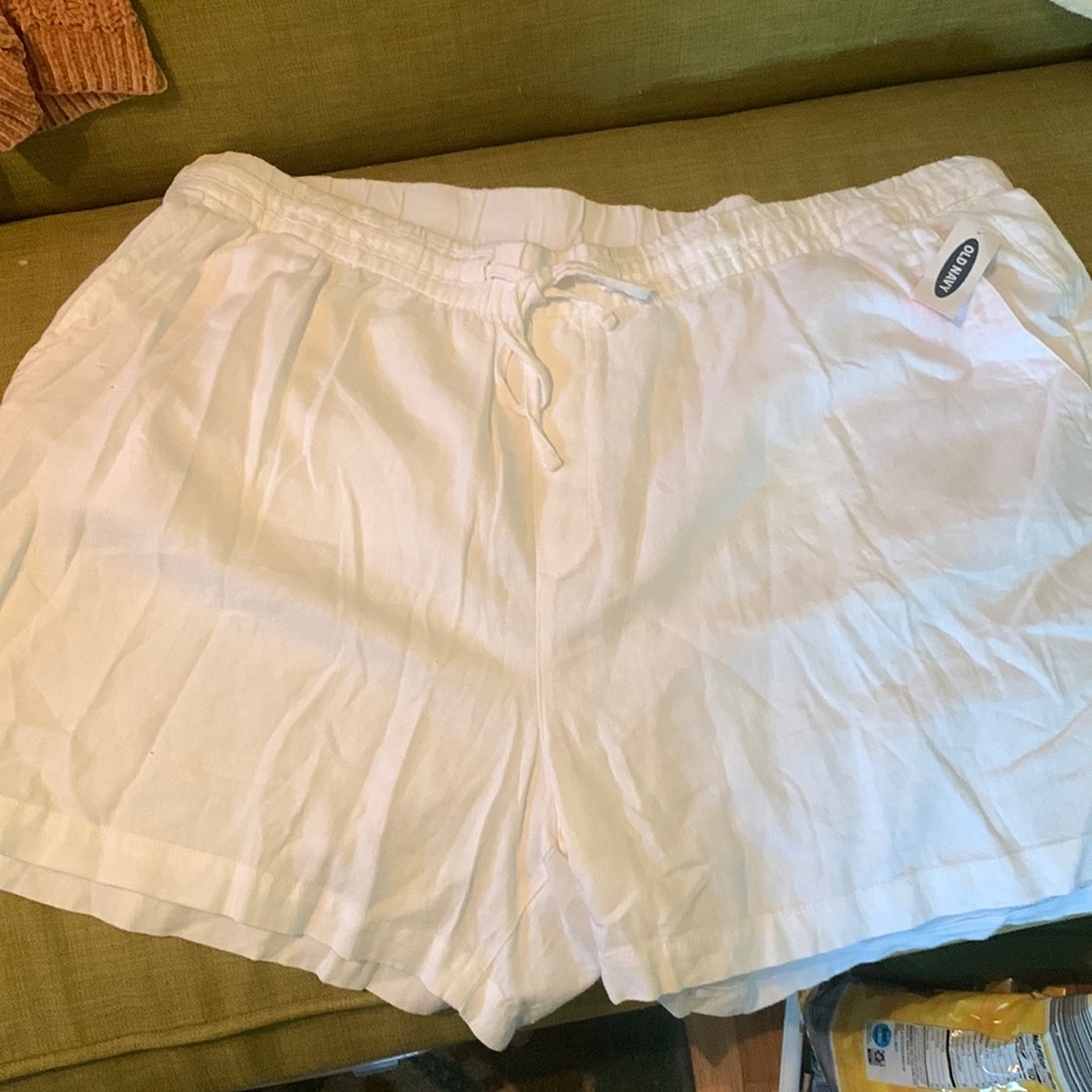 White linen shorts